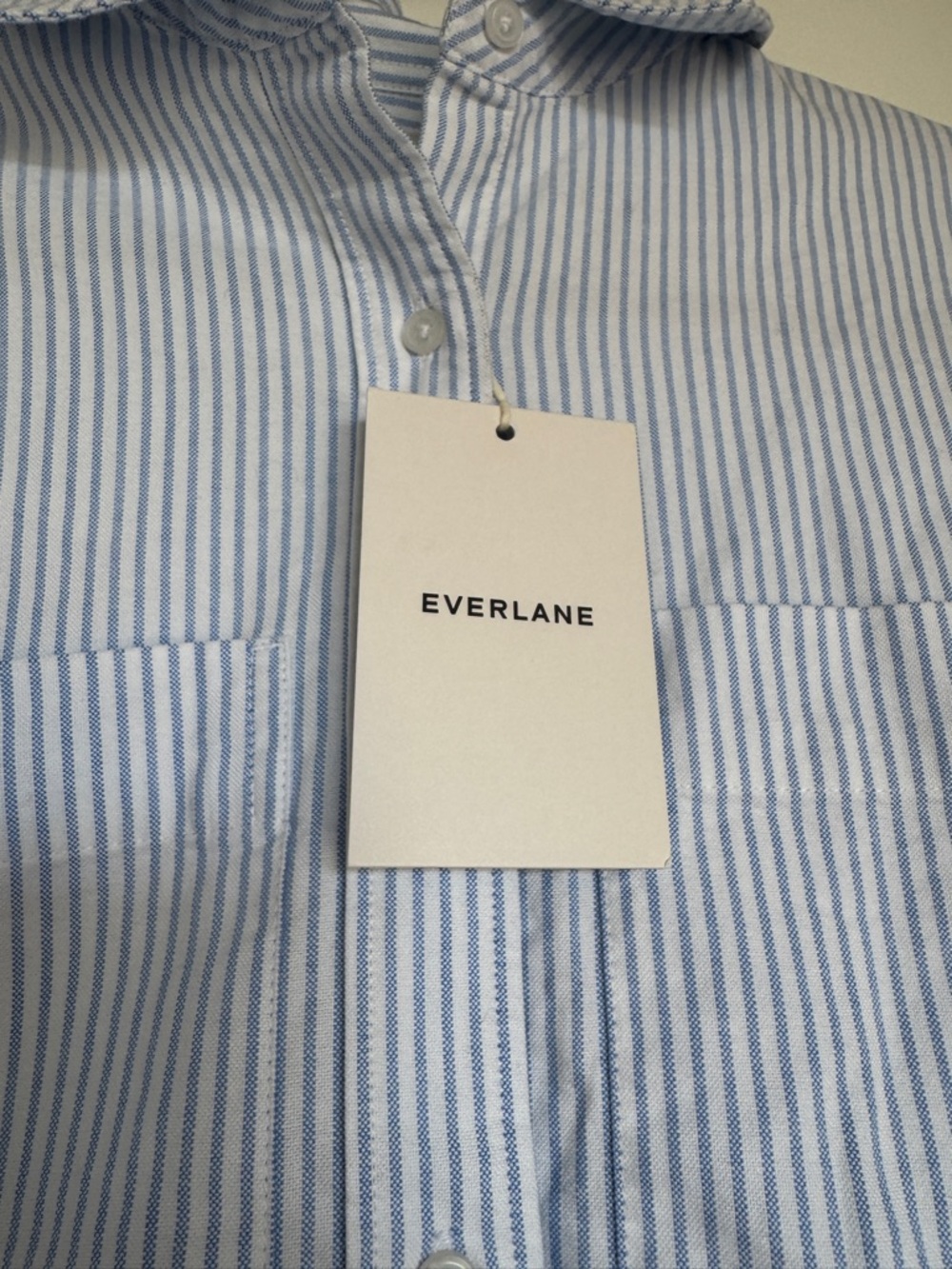 NWT! | EVERLANE Women’s The Boxy Oxford in White / Blue Stripe | Size XXS - Picture 4 of 16